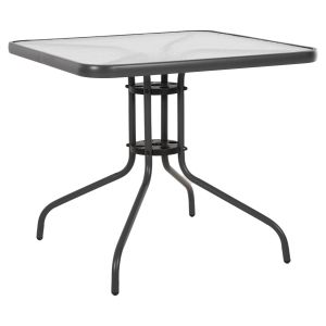 ГРАДИНСКА МАСА КВАДРАТНА FIGO HM5972.01 СИВ МЕТАЛНО-СТЪКЛЕН ПЛОТ 80Χ80Χ71Hcm