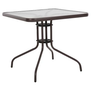 ГРАДИНСКА МАСА КВАДРАТНА FIGO HM5972.02 КАФЯВ ПЛОТ МЕТАЛ-СТЪКЛО 80Χ80Χ71Hcm