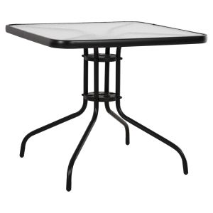 ГРАДИНСКА МАСА КВАДРАТНА FIGO HM5972.03 ЧЕРЕН МЕТАЛ-СТЪКЛО ПЛОТ 80Χ80Χ71Hcm