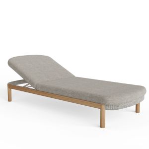 ШЕЗЛОНГ PEARL SM6218 ТИКОВО ДЪРВО В ЕСТЕСТВЕН ОЛЕФИН МАТРАК В БЕЖОВО 195x70x28-40Hcm.