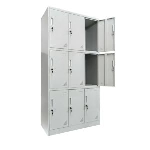ШКАФЧЕ МЕТАЛНО MALMOE HM5636.11 9 ШКАФЧЕТА С КЛЮЧ ЗА КЛЮЧ В СВЕТЛО СИВО 90x40x185Hcm.