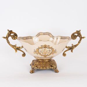 БУРКАН ЗА СЛАДКИ, ПОРЦЕЛАН, БЯЛ СЪС ЗЛАТНИ ЦВЕТЯ, 47x19x25см