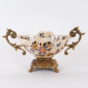 БУРКАН ЗА СЛАДКИ, ПОРЦЕЛАН, БЯЛ СЪС ЗЛАТНИ ЦВЕТЯ, 47x19x25см