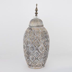 ВАЗА С ПЛОТ, КЕРАМИКА, СИВА, 15,5x20,5x47см