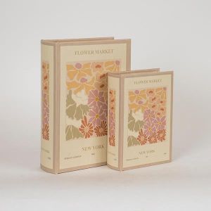 ДЕКОРАТИВНА КУТИЯ КНИГА, ДЪРВЕНА, БЕЖОВА, КОМПЛЕКТ 2БР., 19x7x27cm