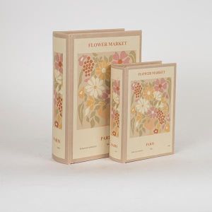 ДЕКОРАТИВНА КУТИЯ КНИГА, ДЪРВЕНА, БЕЖОВА, КОМПЛЕКТ 2БР., 19x7x27cm