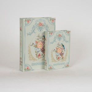 ДЕКОРАТИВНА КУТИЯ КНИГА, ДЪРВЕНА, СВЕТЛО СИНЯ, КОМПЛЕКТ 2БР., 27x5x19cm