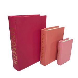 ДЕКОРАТИВНА КУТИЯ КНИГА, ДЪРВЕНА, ЧЕРВЕНА, РОЗОВА, СВЕТЛО ЧЕРВЕНА, КОМПЛЕКТ 3БР., 30x21.5x6, 23x17x4.5, 16x11x3cm
