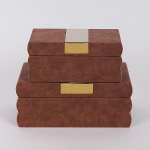ДЕКОРАТИВНА КУТИЯ, КАФЯВА, КОМПЛЕКТ 2БР, 25x15x10, 20x12x8 cm