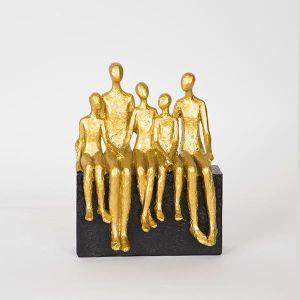 ДЕКОРАТИВНА СКУЛПТУРА, СЕДНАЛИ ХОРА, ЧЕРНО И ЗЛАТНО, 16,5x8,5x21,5 см