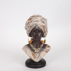 ДЕКОРАТИВНА СКУЛПТУРА, СМОЛА, ЖЕНА В ТЮРБАН, КАФЯВО-ЗЛАТНО-БЯЛО 15x12x26.5cm