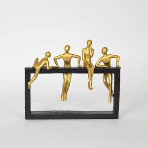 ДЕКОРАТИВНА СКУЛПТУРА, ХОРА В РАМКА, ЧЕРНО И ЗЛАТНО, 9,5x9,5x30,5 cm