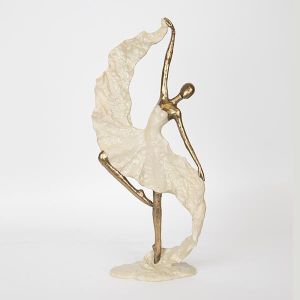 ДЕКОРАТИВНА ФИГУРА, БАЛЕРИНА, ЗЛАТНО-БЕЖОВА, 19.5x10.5x44.5cm