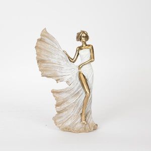 ДЕКОРАТИВНА ФИГУРА, БАЛЕРИНА, СЛОНОВА КОСТ-БЕЖОВО-ЗЛАТНО,16x9x25.5cm