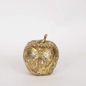 ДЕКОРАТИВНА ЯБЪЛКА, ЗЛАТЕН,12.5x12.5x14см