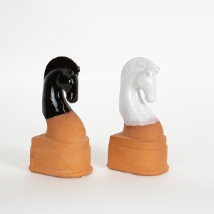 ДЕКОРАТИВНИ, КЕРАМИЧНИ, КОНЧЕ, ТЕРАКОТА, ЧЕРНО И БЯЛО, КОМПЛЕКТ 2БР, 8.5x7.7x17.5cm