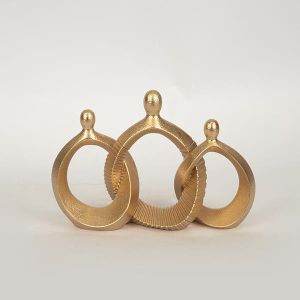 ДЕКОРАЦИЯ ЗА МАСА, ПОЛИЗЕРИН, ТРОЕН КРЪГ, ЗЛАТО, 26,2x9,8x17,8 см