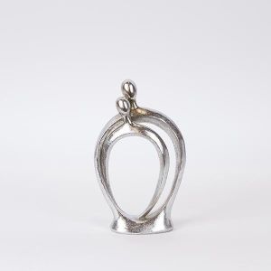 ДЕКОРАЦИЯ ЗА МАСА, ФИГУРА- ДВОЙКА, ПОЛИЗЕРИН, СРЕБРИСТ, 13x5,5x22см