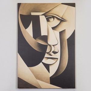 КАРТИНА ЛИЦЕ НА АБСТРАКТНО ИЗКУСТВО, БЕЖОВО-ЧЕРНО, 60x90cm