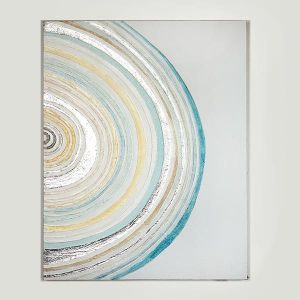 КАРТИНА НА ПЛАТНО, 3D ПОЛУКРЪГ, СИВО-БЕЖОВ, БЕБЕШКО СИН-КРЕМАВ, 80x3x100xcm