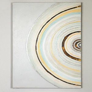 КАРТИНА НА ПЛАТНО, 3D ПОЛУКРЪГ, СИВО-БЕЖОВО, БЕБЕШКО СИНЬО-КРЕМАВО-СИНЬО, 80x3x100xcm