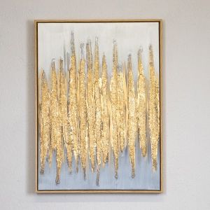 КАРТИНА НА ПЛАТНО, ЗЛАТНА РАМКА, АБСТРАКТНО ИЗКУСТВО, ЗЛАТО-ΒΑΒΥ ΒLUE, 50x70x3.5cm