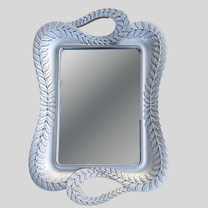ПОДНОС, С ОГЛЕДАЛО, ПЛАСТМАСА, СРЕБРИСТ, 36х25см