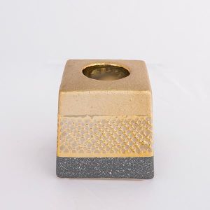 СВЕЩНИК, КЕРАМИЧЕН, ЗЛАТЕН И СИВ, 1 ПОЗИЦИЯ, 10x10x10cm