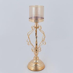 СВЕЩНИК, МЕТАЛЕН, ЗЛАТЕН, 15х36см