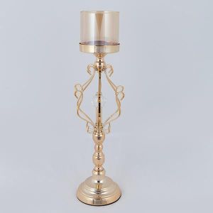 СВЕЩНИК, МЕТАЛЕН, ЗЛАТЕН, 15х42см