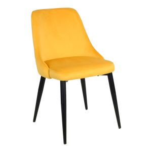 Стол Zedna Serenity жълто кадифе с черни метални крака 51x58x84см