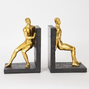 СТОПЕР ЗА КНИГИ СЪС СТАТУИ, ЗЛАТО, КОМПЛЕКТ 2БР., 33.5x11.5x25cm