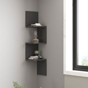 Ъглова стенна етажерка Insta в цвят антрацит 25x25x105.5см