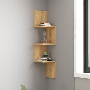 Ъглова стенна етажерка Insta от дъб 25x25x105.5см
