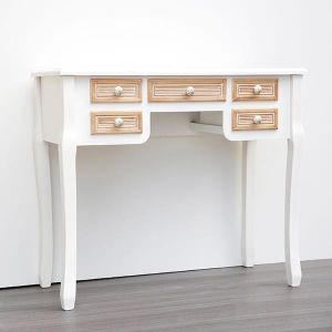 КОНЗОЛА, ДЪРВЕНА, КАФЯВО И БЯЛО, 5 ЧЕКМЕДЖЕТА, 90x40x78 см