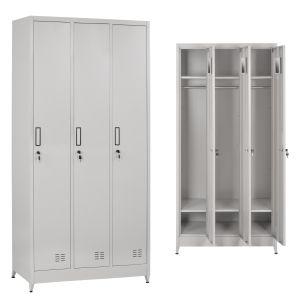 МЕТАЛНО ТРОЙНО ШКАФЧЕ С КЛЮЧАЛИ И КРАКА ALTONA HM21103 СИВО 90x45x185Hcm.