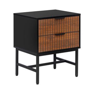 НОЩНО ШКАФЧЕ С 2 ЧЕКМЕДЖЕТА FL2405 ЦВЯТ ЧЕРНО-СИВ ДЪБ 48X40X60СМ