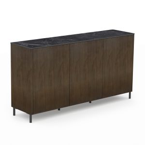 БЮФЕТ HORIZON SM18092 КЕРАМИЧЕН ПЛОТ - ОРЕХОВ ФУРНИР - МЕТАЛНИ КРАКА 160X40X85ВСМ.
