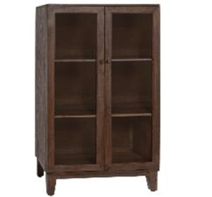 ВИТРИНА МАСИВНО ДЪРВО BROWY ТЪМНО КАФЯВО 80X40X140 см