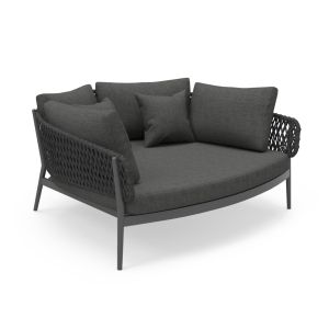 ДВУМЕСТЕН ДИВАН CAMELLIA SM6217.01 ТЪМНО СИВ АЛУМИНИЙ - ПОЛИЕТИЛЕН ОЛЕФИН - ОЛЕФИН 164X144X70ВСМ.