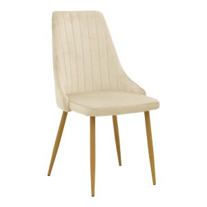 СТОЛ AZORI БЕЖОВА КАДИФЕНА МАТЕРИЯ С ЕСТЕСТВЕН МЕТАЛЕН КРАК 49X55X85СМ