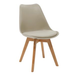 Стол Gaston pp-pu в цвят капучино с естествен дървен крак 48.5x53.5x83см