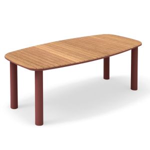 ТРАПЕЗНА МАСА EUTOPIA SM6203.05 ЧЕРВЕН АЛУМИНИЙ-ТИКОВО ДЪРВО 220X100X75ВСМ.