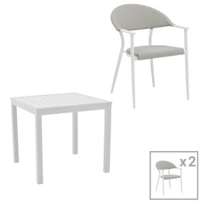 ТРАПЕЗНА МАСА KLITON - PINO КОМПЛЕКТ ОТ 3 ЧАСТИ АЛУМИНИЙ В БЯЛО 80X80X74СМ