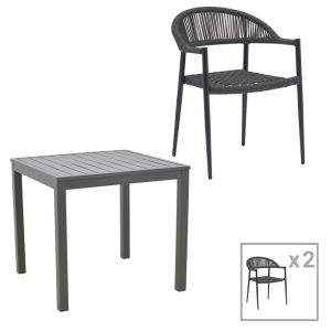 ТРАПЕЗНА МАСА KLITON-FREIBURG КОМПЛЕКТ ОТ 3 ЧАСТИ АЛУМИНИЙ И АНТРАЦИТ 80X80X74СМ