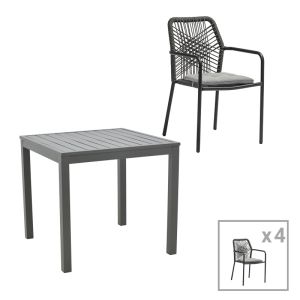 ТРАПЕЗНА МАСА KLITON-KHERSON КОМПЛЕКТ ОТ 5 ЧАСТИ АЛУМИНИЙ И АНТРАЦИТ 80X80X74СМ