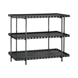 ТРИЕТАЖЕН ПОМОЩЕН MDF РАФТ С МЕТАЛНИ КРАКА FL03250 ЧЕРЕН ЦВЯТ 122X42X96СМ