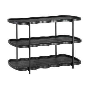ТРИЕТАЖЕН ПОМОЩЕН ОВАЛЕН MDF РАФТ С МЕТАЛНИ КРАКА FL03392 ЧЕРЕН ЦВЯТ 120X40X80СМ