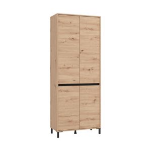ШКАФ ЗА ОБУВКИ FLANNAN 2K4V АРТИСАН ДЪБ/ЧЕРЕН МАТОВ ЦВЯТ 80X40X205СМ