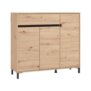 ШКАФ ЗА ОБУВКИ FLANNAN 3K1F3V АРТИСАН ДЪБ/ЧЕРЕН МАТОВ ЦВЯТ 120X40X110СМ